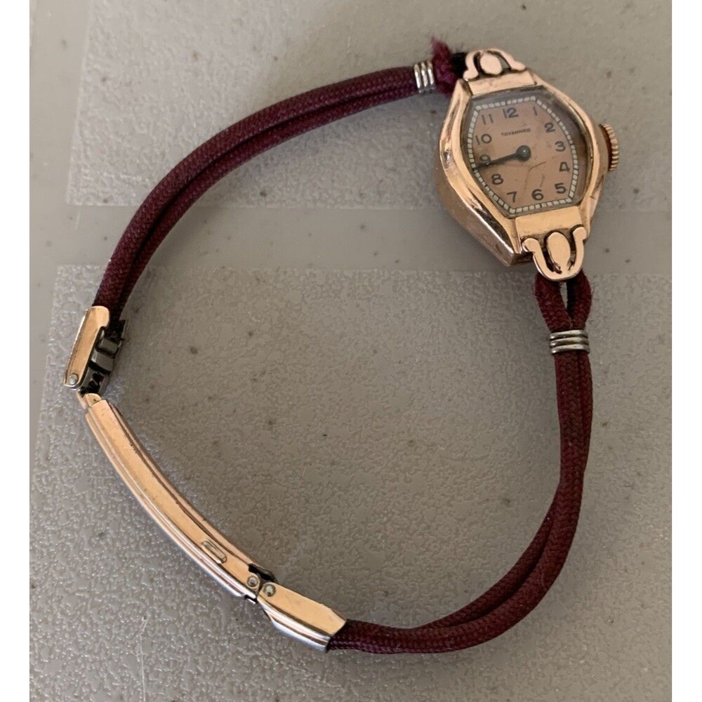 Vintage Tavannes 14K Solid Fine Rose Gold Hand Wind Women's Watch